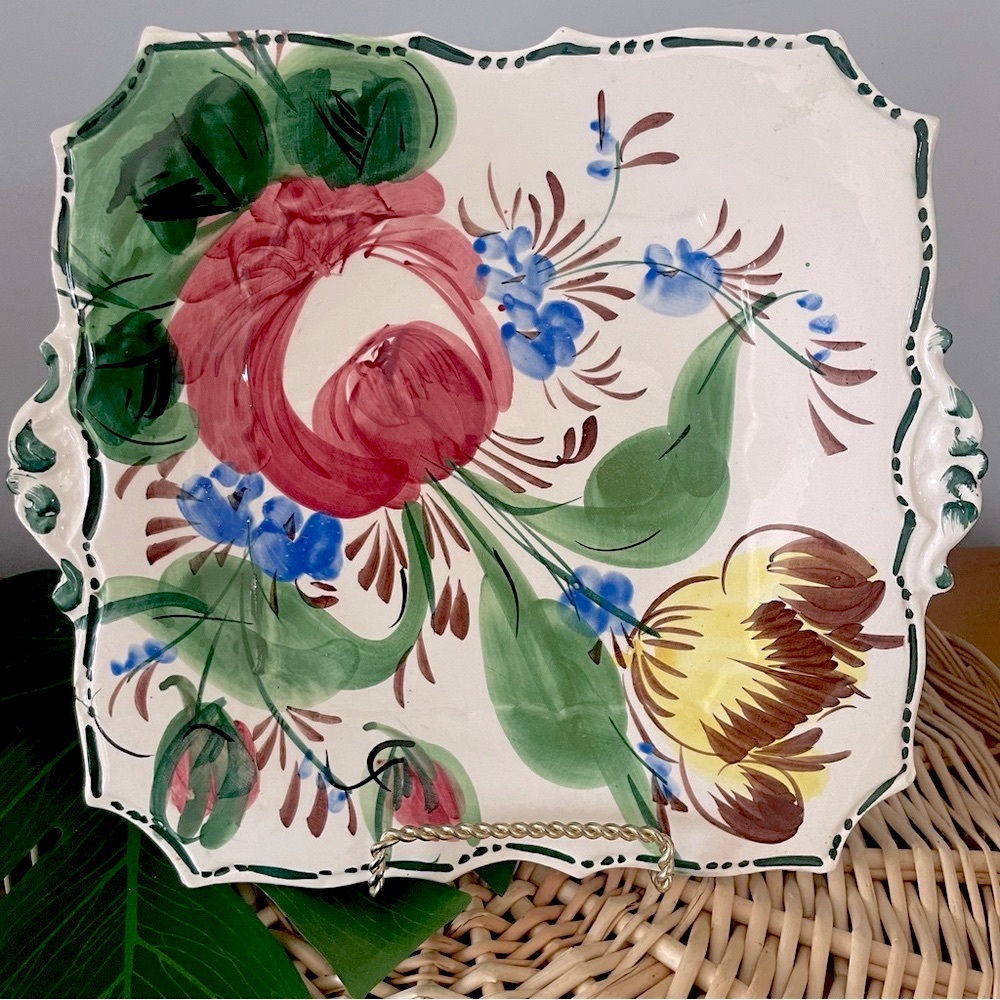 Vintage Rare Nove Rose Made in Italy Hand Painted Floral design Platter VHTF